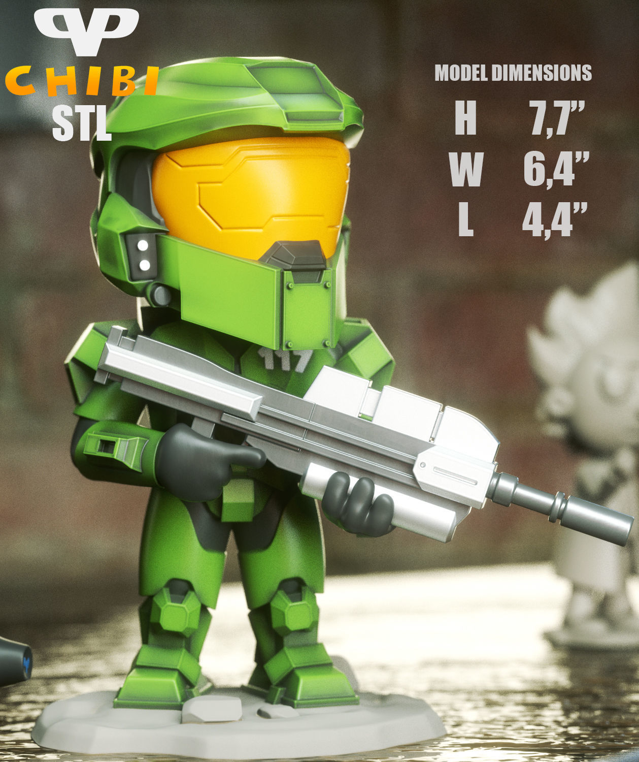 Master Chief Chibi Halo Chibi STL for 3D Printing ChibiSTL 3DXM 3D print model_2