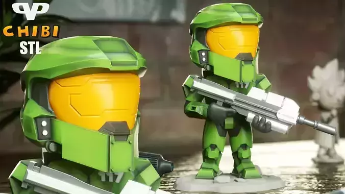 Master Chief Chibi Halo Chibi STL for 3D Printing ChibiSTL 3DXM 3D print model