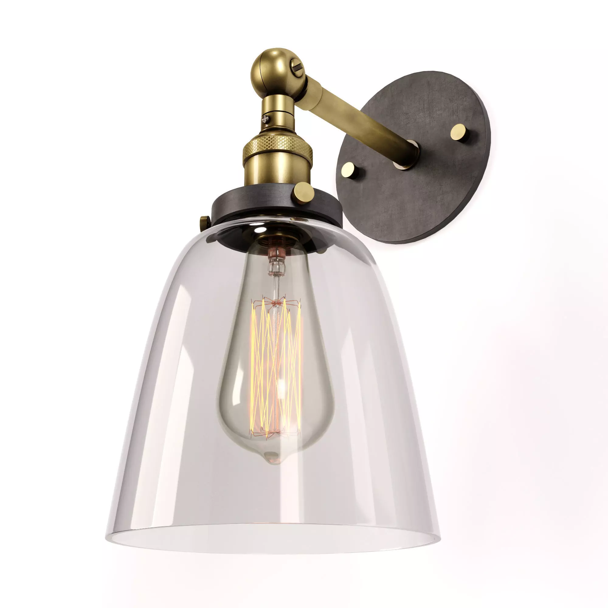 Clear Glass Swivel Shade Wall Lamp Low-poly 3D model_0