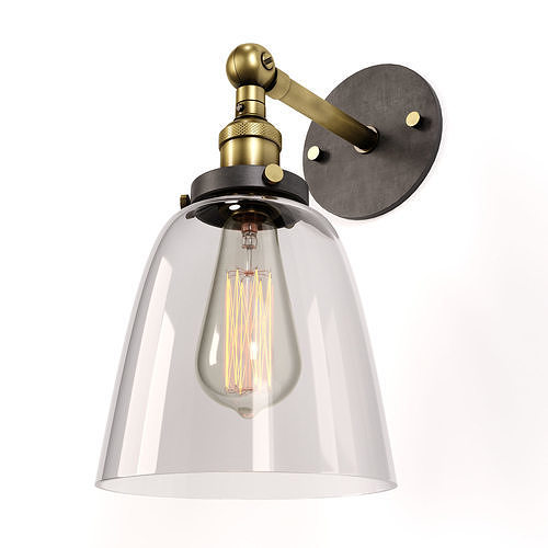Clear Glass Swivel Shade Wall Lamp Low-poly 3D model