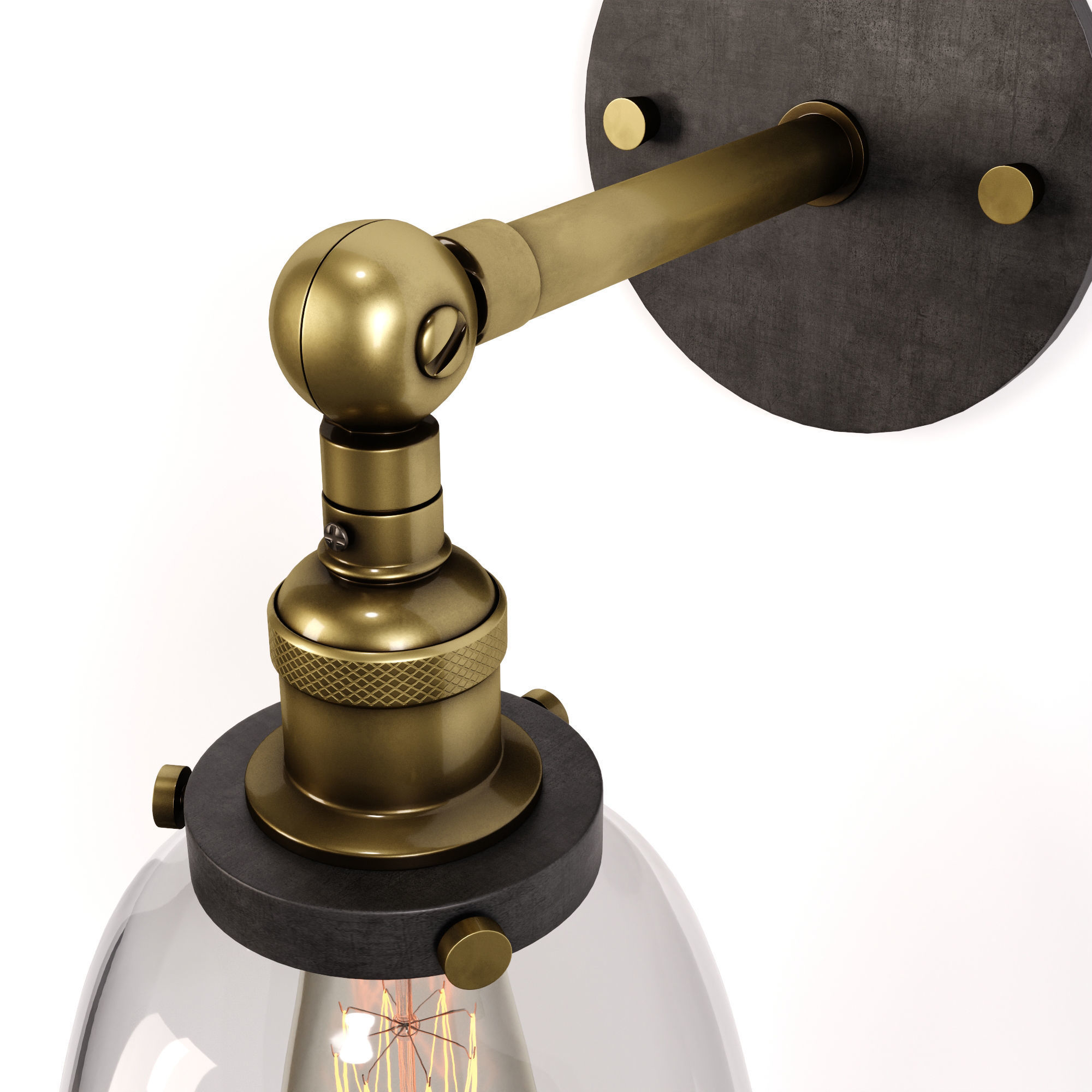 Clear Glass Swivel Shade Wall Lamp Low-poly 3D model_7