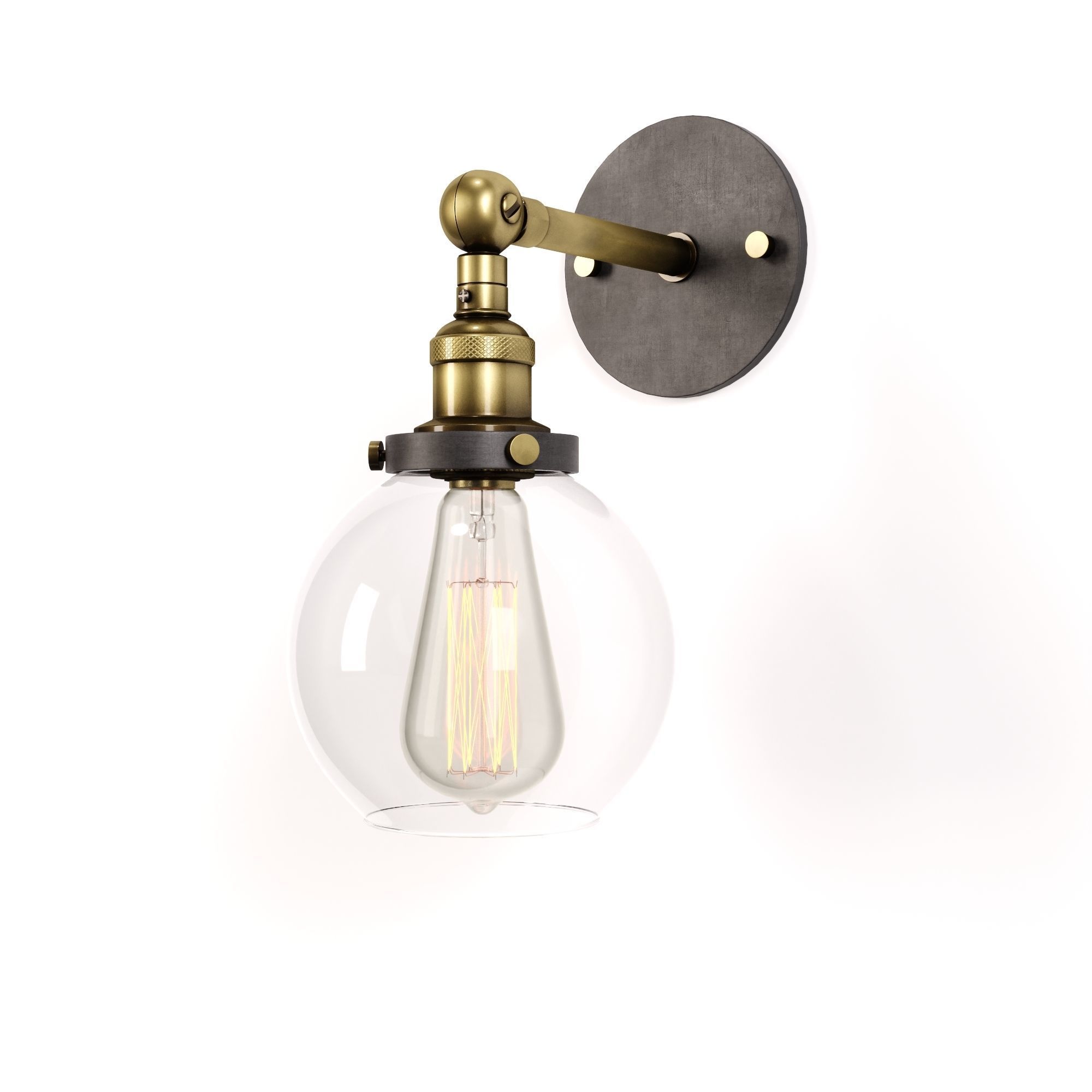 Clear Glass Swivel Shade Wall Lamp Low-poly 3D model_5