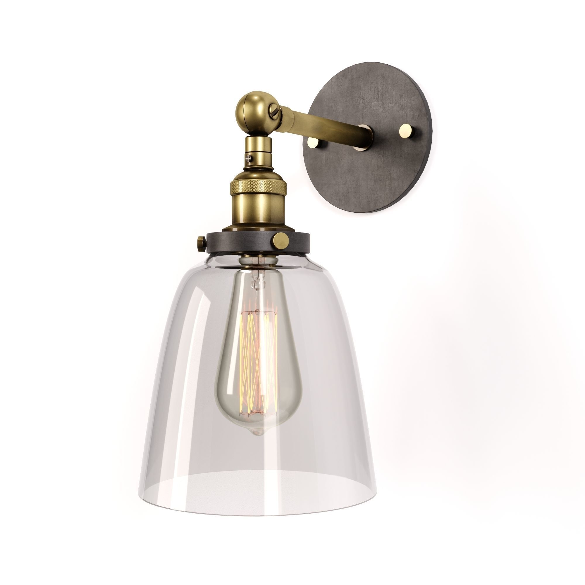 Clear Glass Swivel Shade Wall Lamp Low-poly 3D model_3