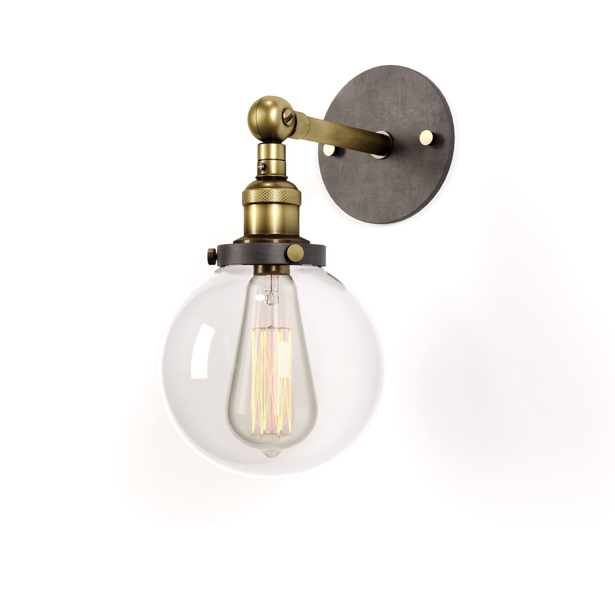 Clear Glass Swivel Shade Wall Lamp Low-poly 3D model_6
