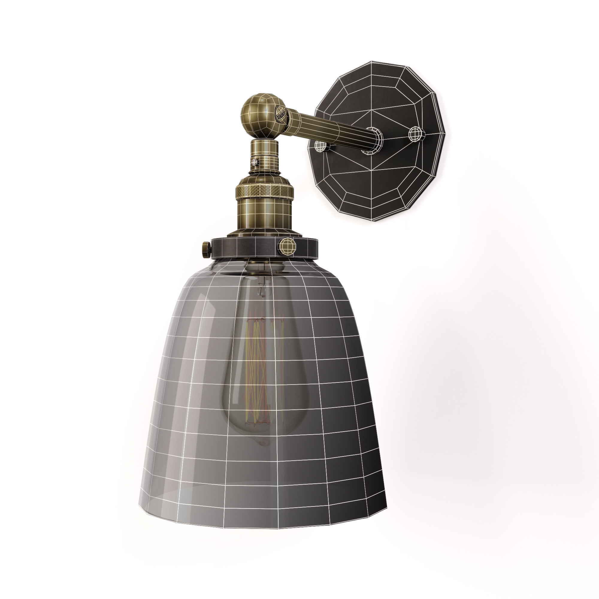 Clear Glass Swivel Shade Wall Lamp Low-poly 3D model_8