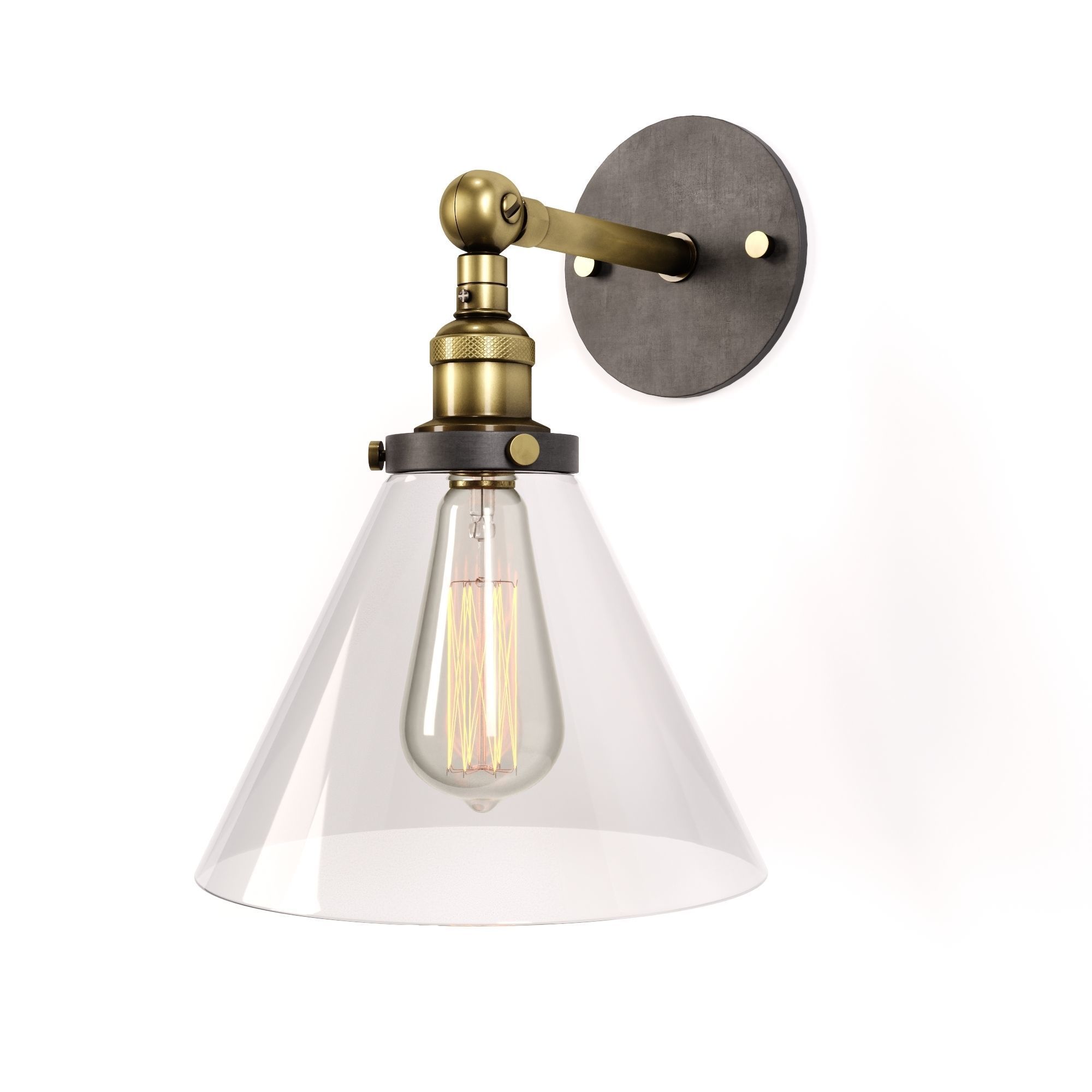 Clear Glass Swivel Shade Wall Lamp Low-poly 3D model_4