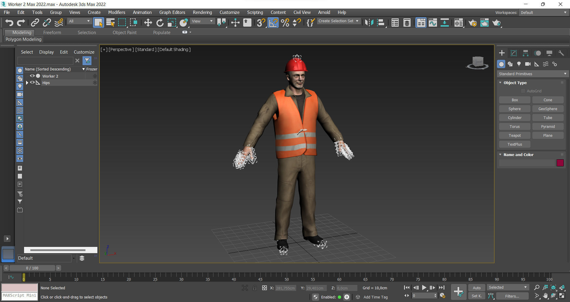 Worker 2 construction in orange vest Low-poly 3D model_12