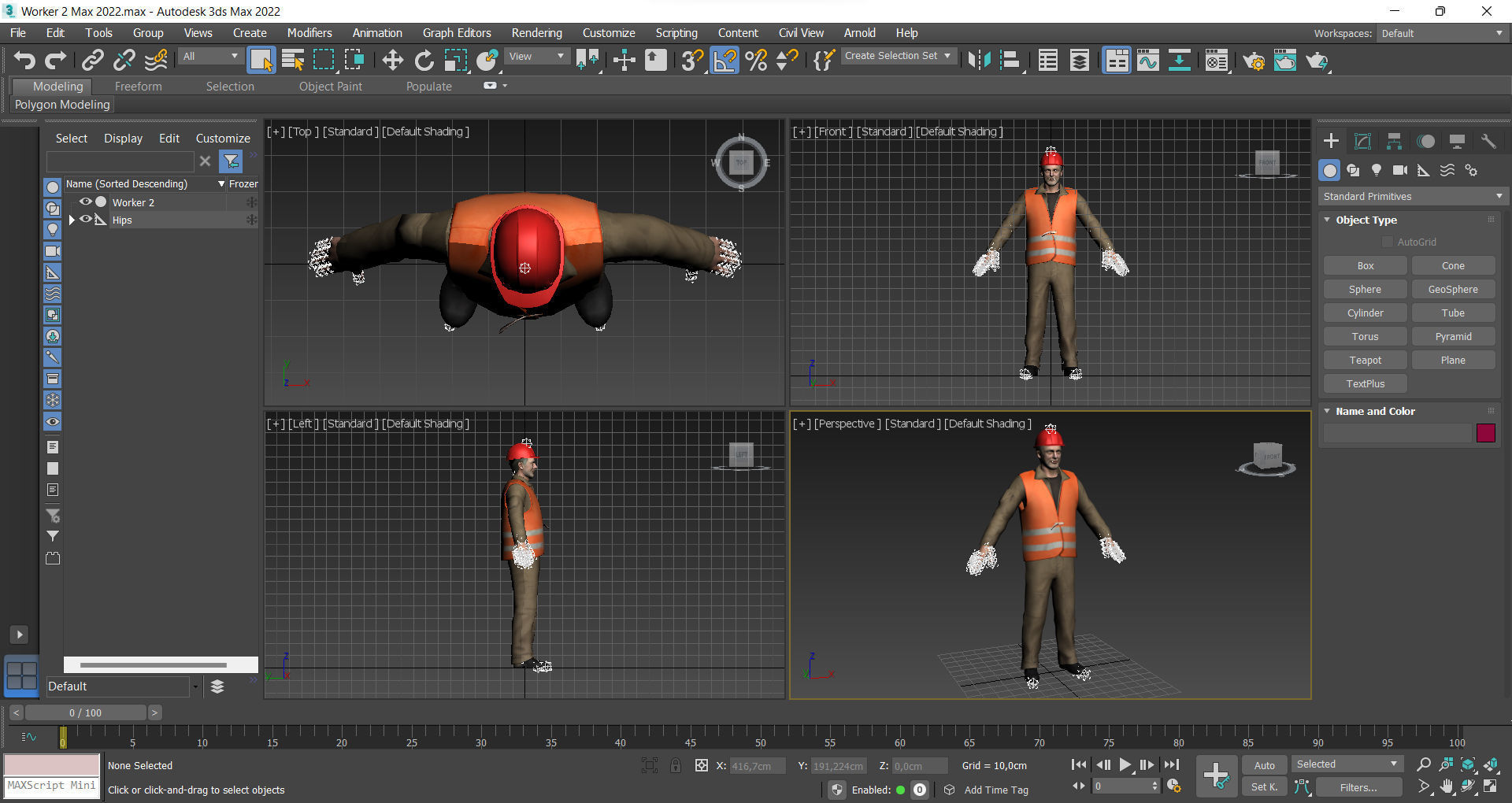Worker 2 construction in orange vest Low-poly 3D model_11