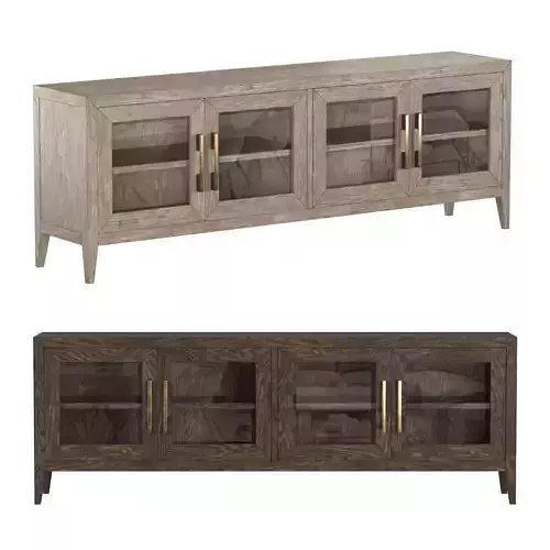 FRENCH CONTEMPORARY GLASS 4-DOOR MEDIA CONSOLE 3D model