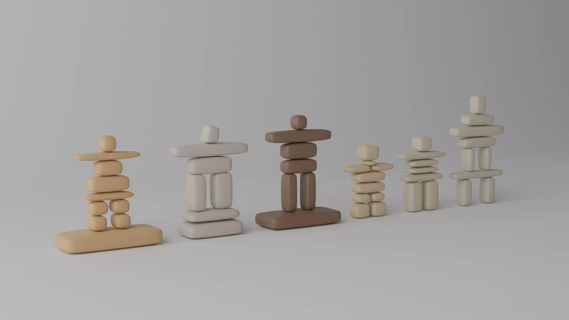 Cartoon Canadian Inukshuks Collection 1 3D model