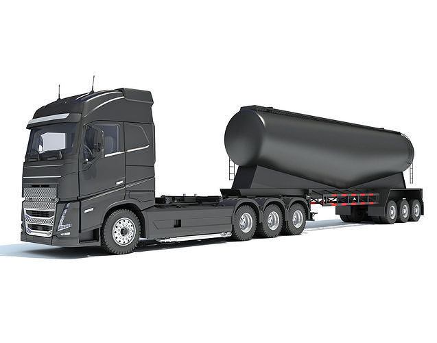 Truck with Tank Trailer 3D model