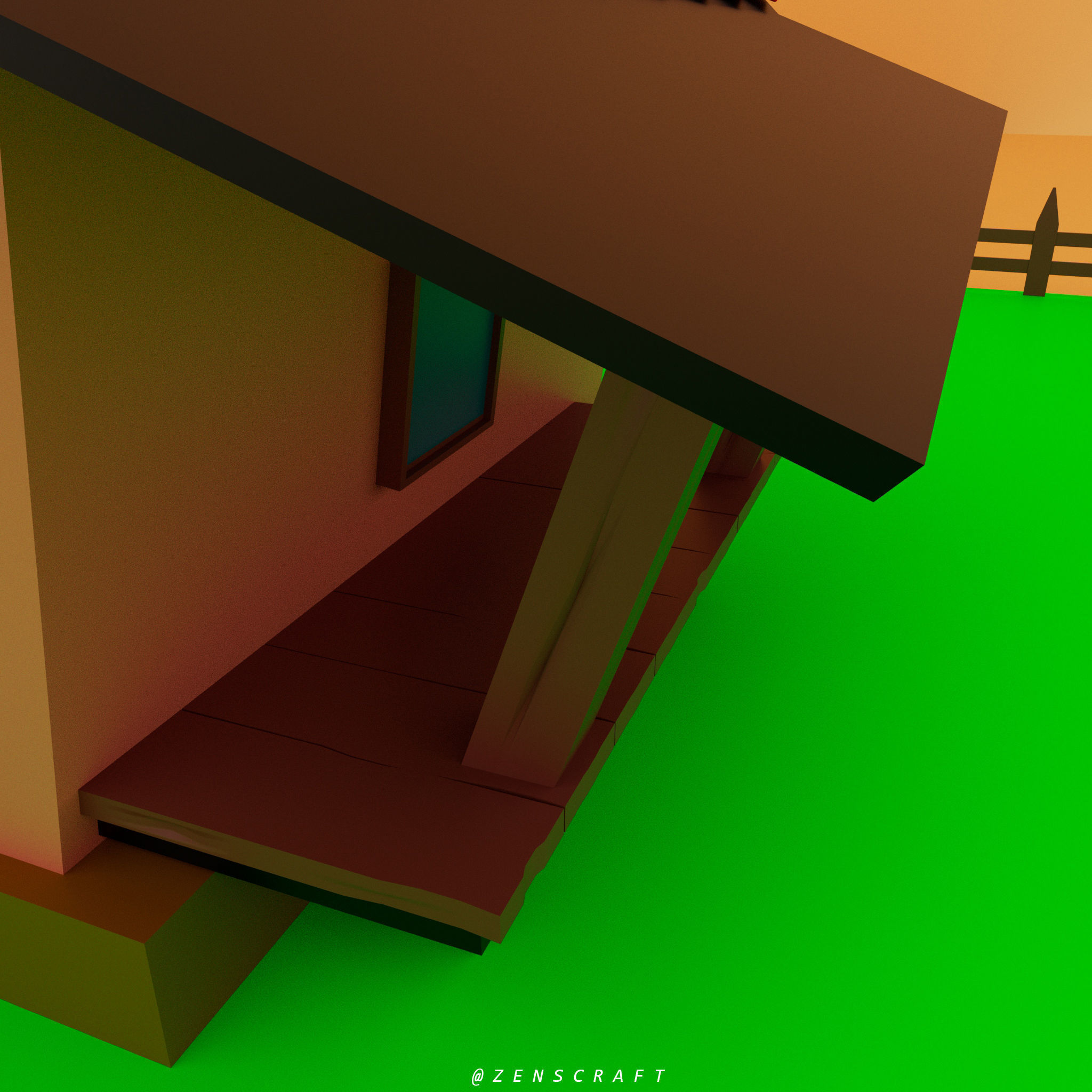 Cartoon House 3D model Low-poly 3D model_3