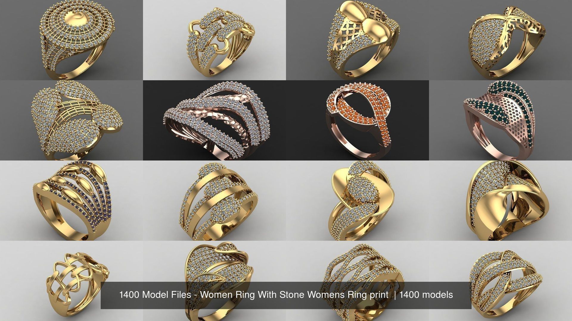 1400 Model Files - Women Ring Womens Rings Plain Models 3DM 3D Model Collection_117