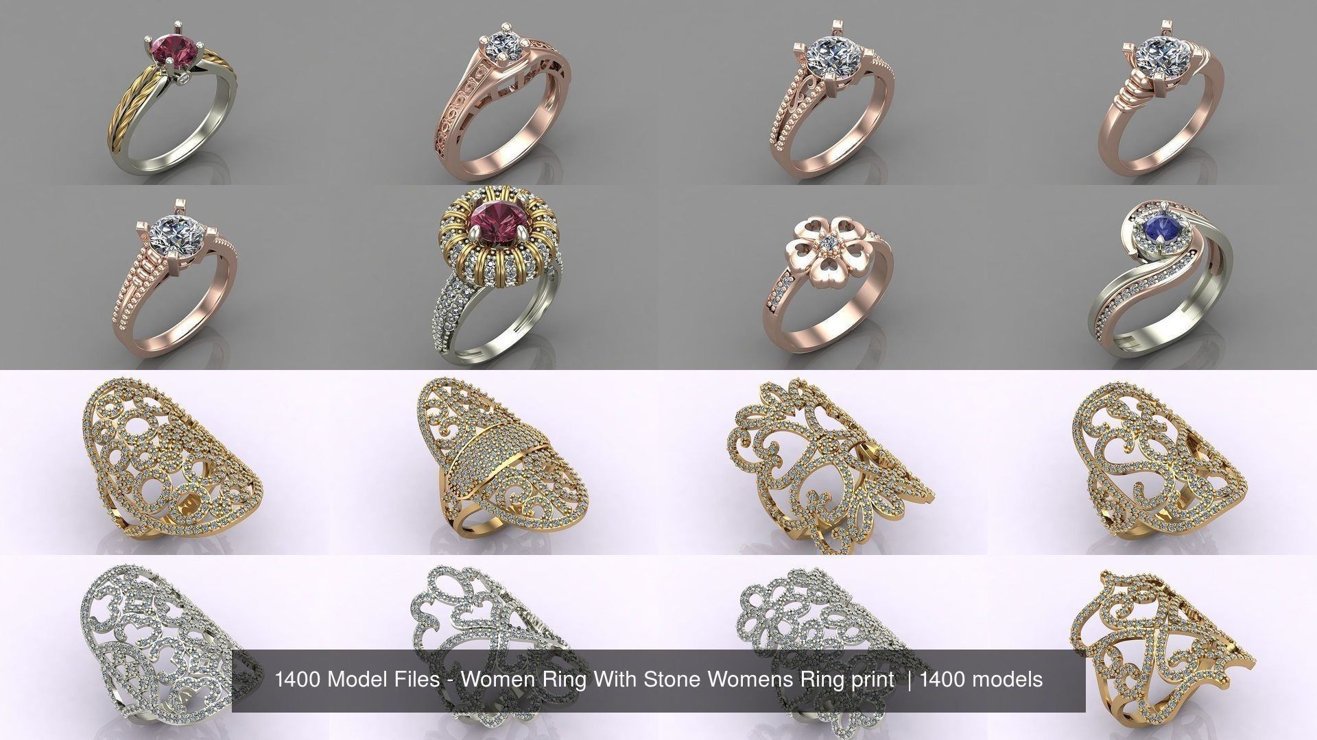 1400 Model Files - Women Ring Womens Rings Plain Models 3DM 3D Model Collection_186