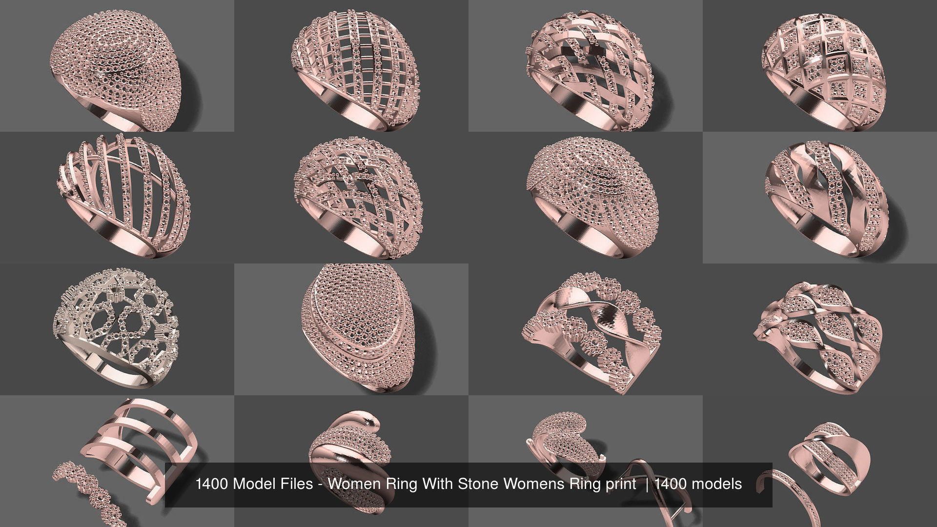 1400 Model Files - Women Ring Womens Rings Plain Models 3DM 3D Model Collection_97