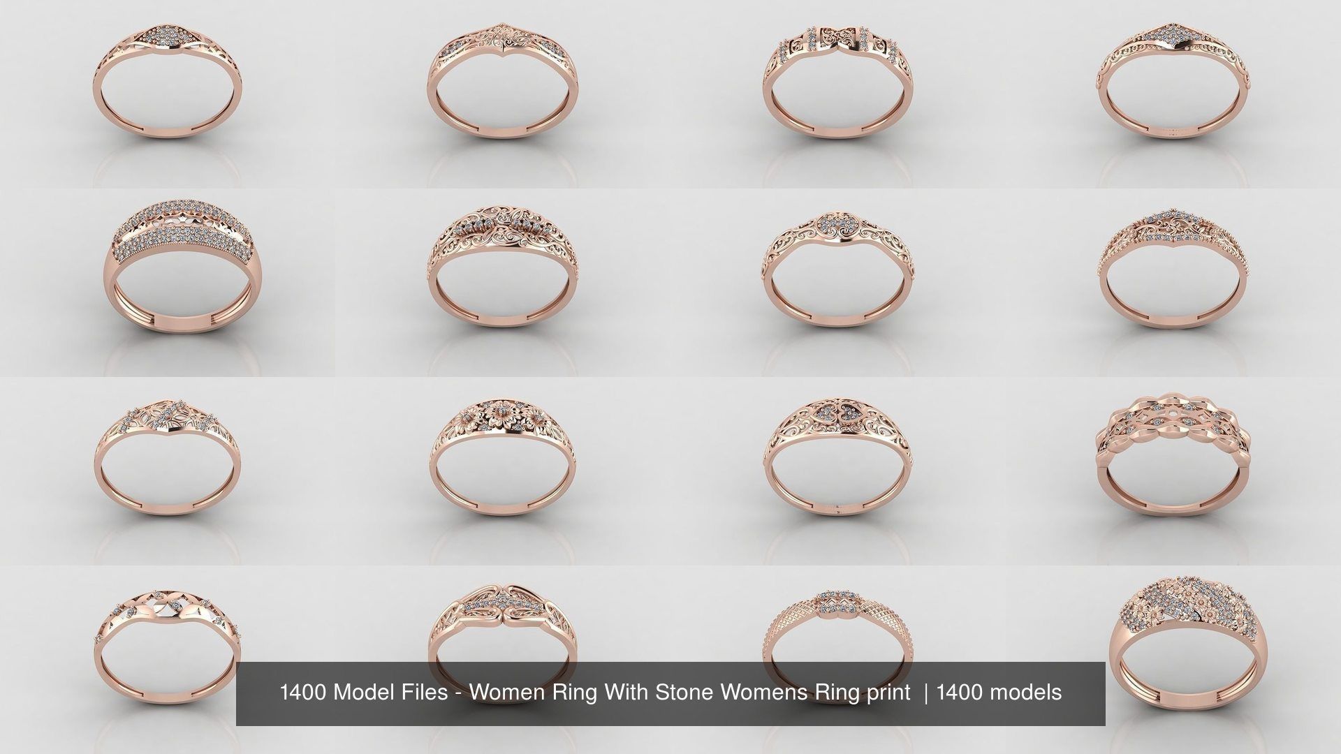 1400 Model Files - Women Ring Womens Rings Plain Models 3DM 3D Model Collection_18