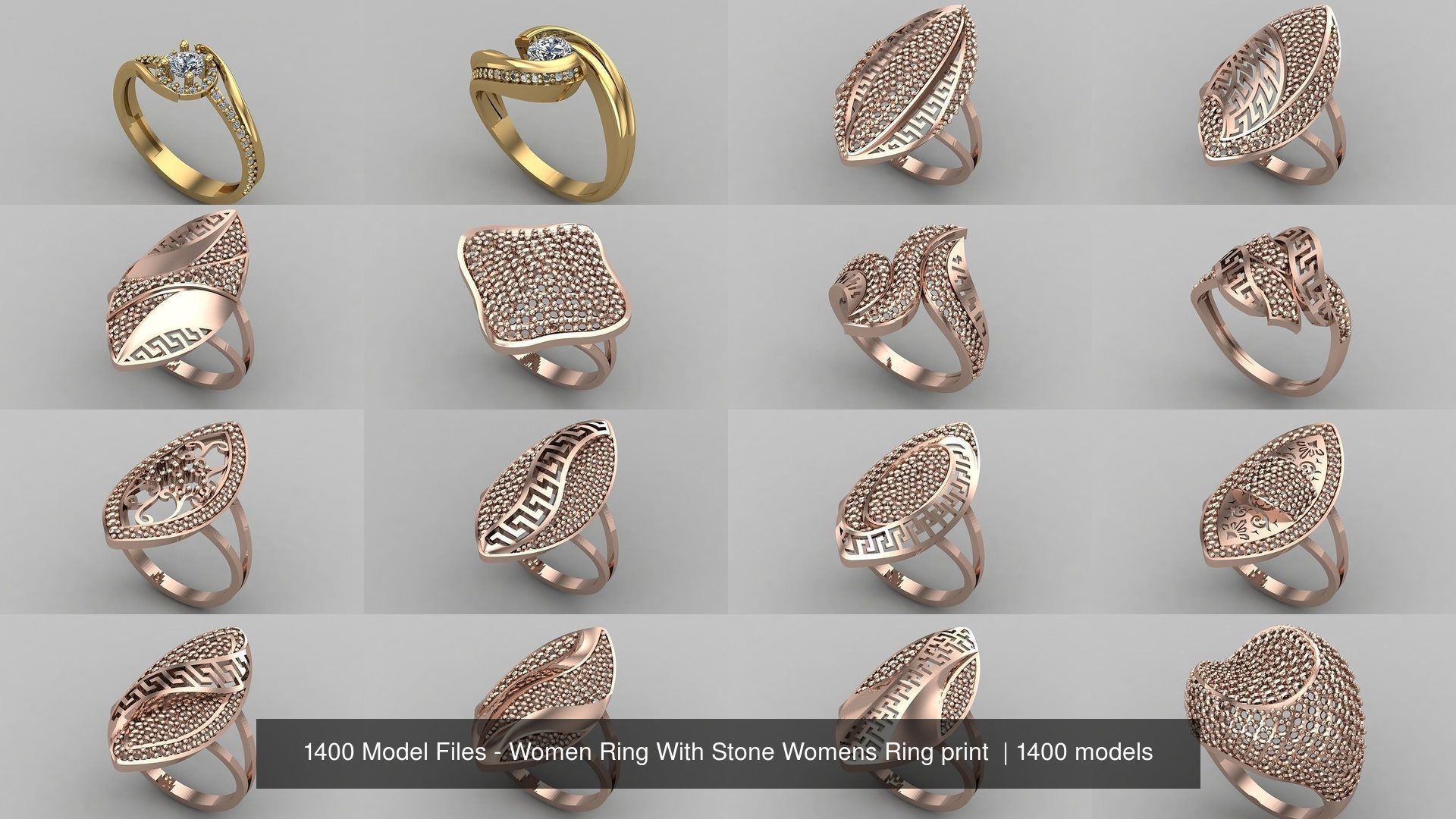 1400 Model Files - Women Ring Womens Rings Plain Models 3DM 3D Model Collection_88