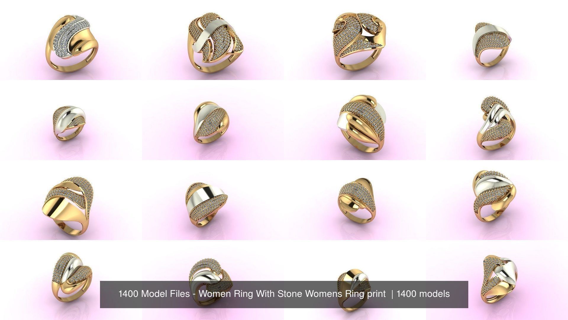 1400 Model Files - Women Ring Womens Rings Plain Models 3DM 3D Model Collection_23