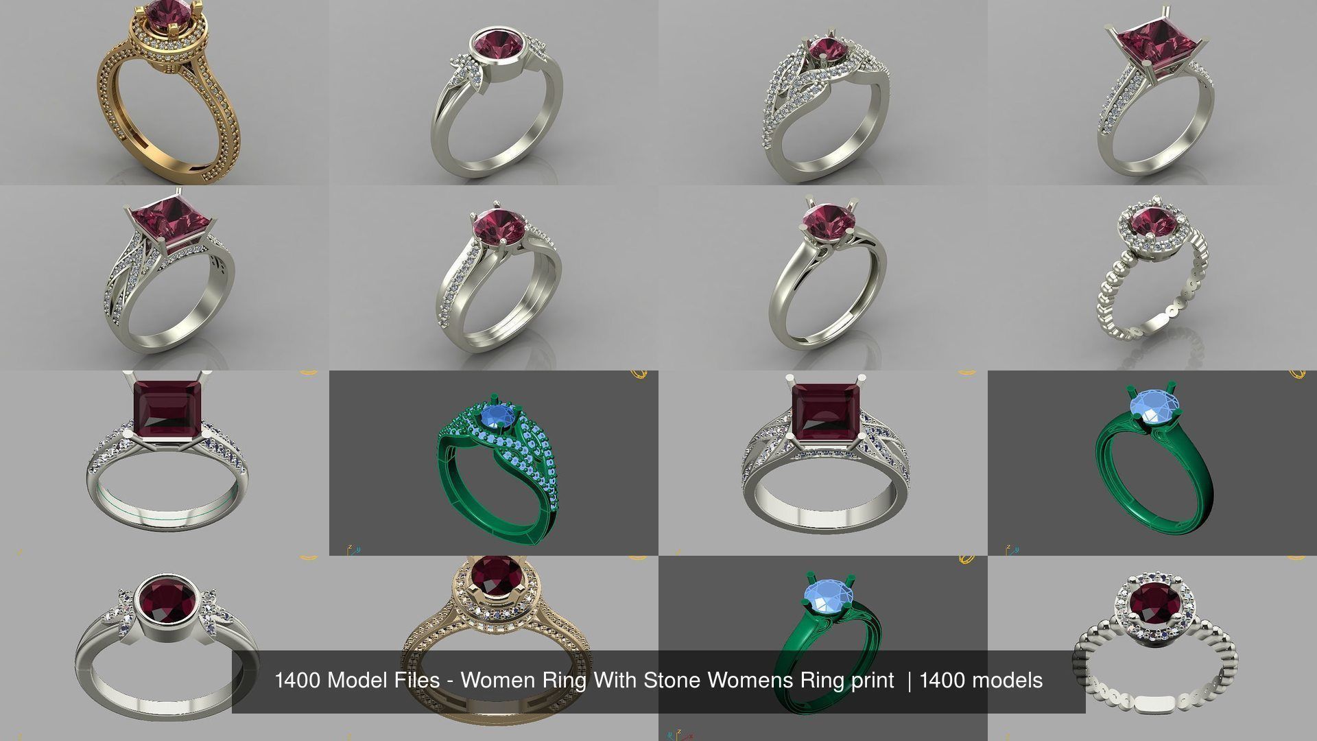 1400 Model Files - Women Ring Womens Rings Plain Models 3DM 3D Model Collection_197
