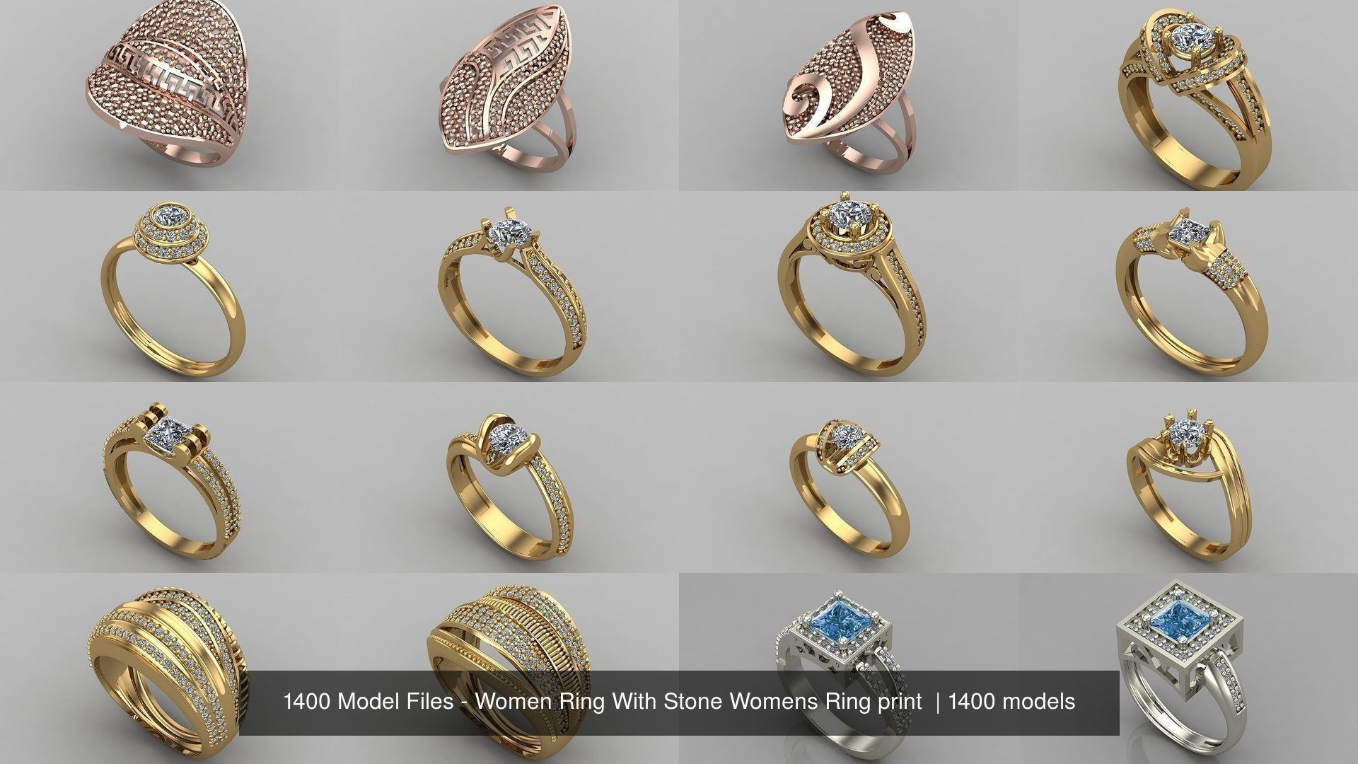1400 Model Files - Women Ring Womens Rings Plain Models 3DM 3D Model Collection_190