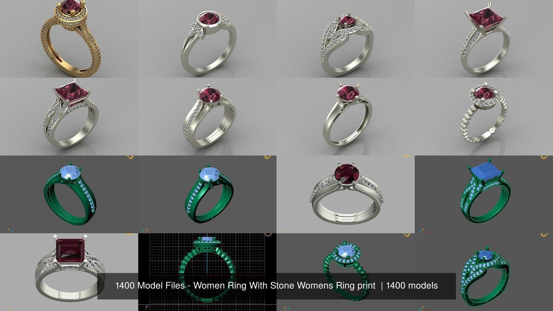 1400 Model Files - Women Ring Womens Rings Plain Models 3DM 3D Model Collection_198