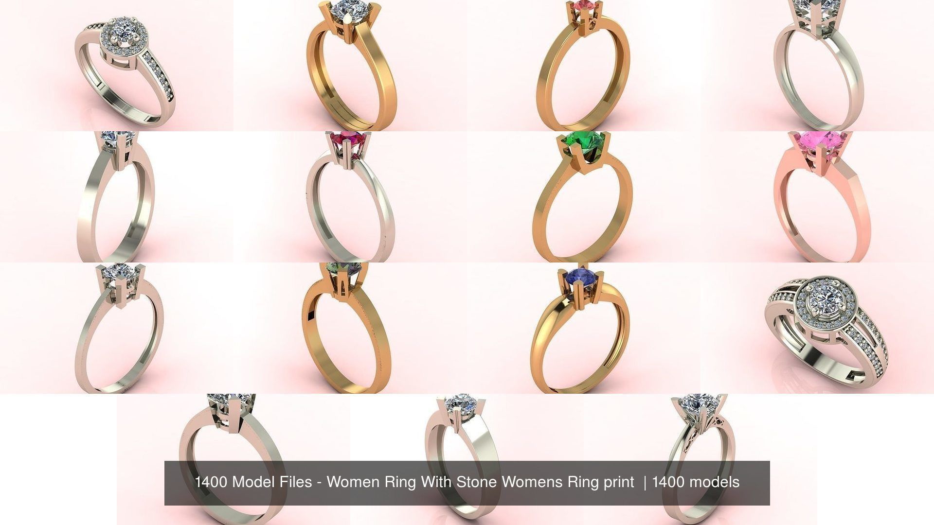1400 Model Files - Women Ring Womens Rings Plain Models 3DM 3D Model Collection_9