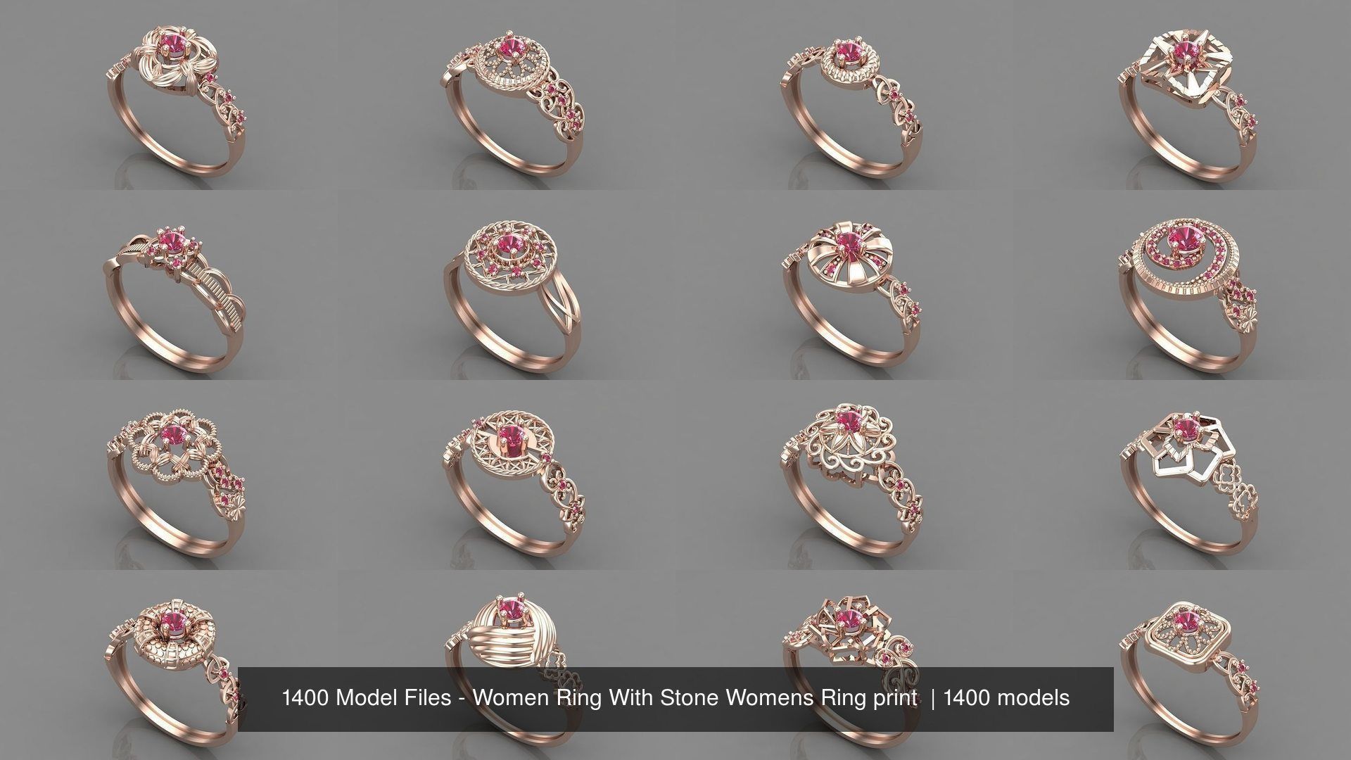 1400 Model Files - Women Ring Womens Rings Plain Models 3DM 3D Model Collection_162