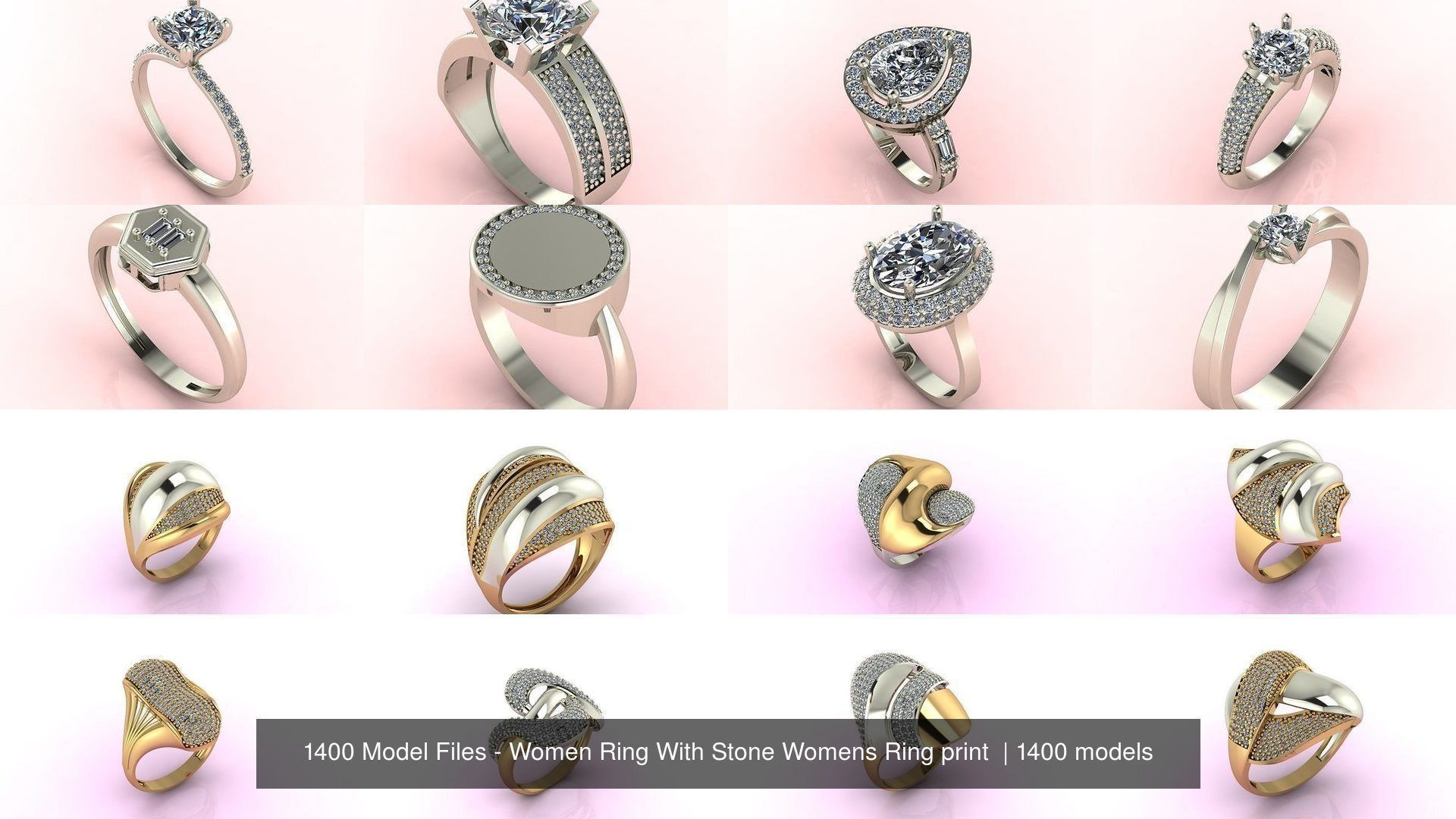 1400 Model Files - Women Ring Womens Rings Plain Models 3DM 3D Model Collection_21