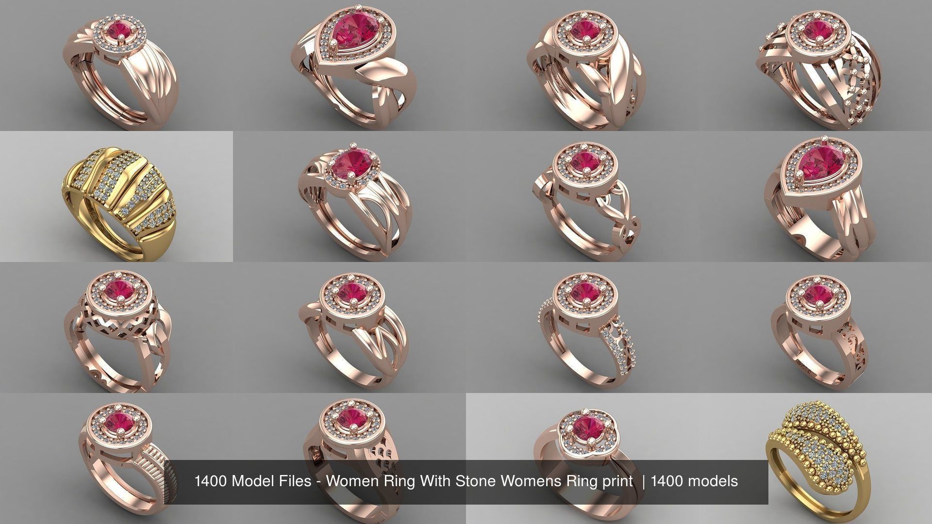 1400 Model Files - Women Ring Womens Rings Plain Models 3DM 3D Model Collection_204