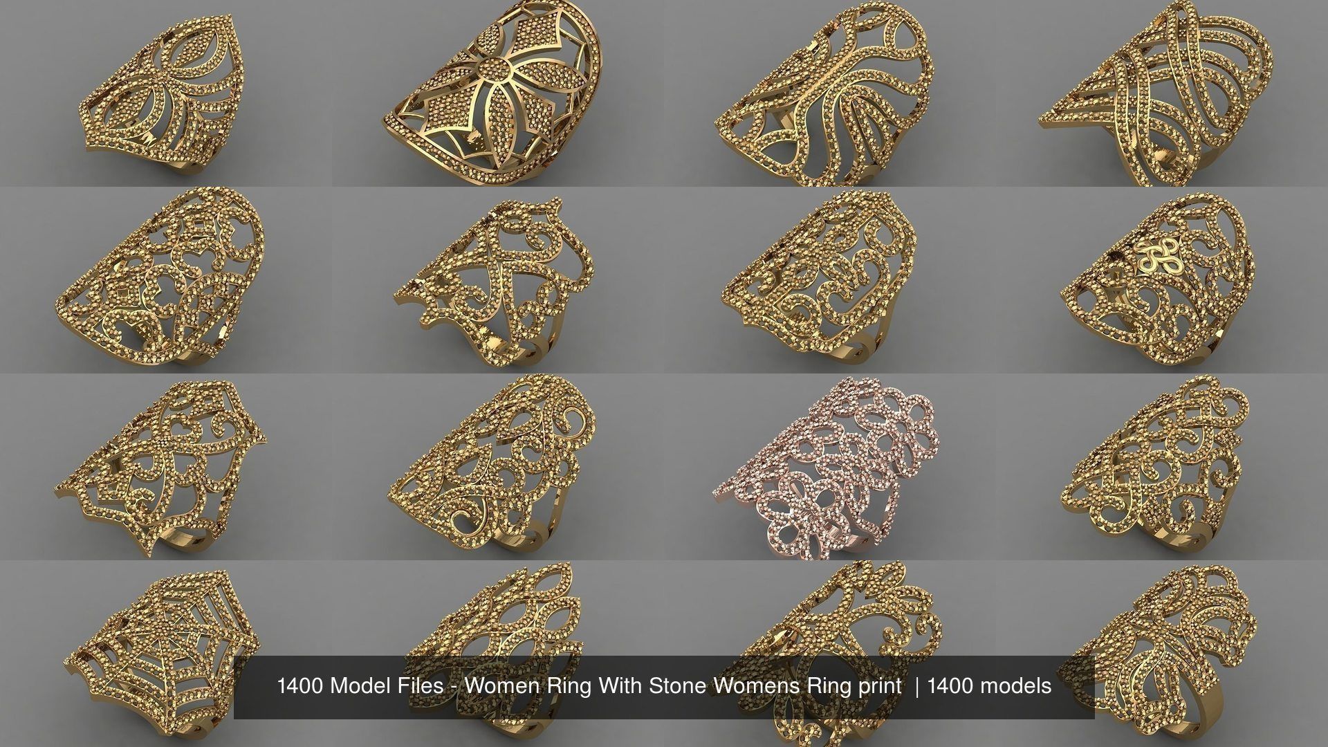 1400 Model Files - Women Ring Womens Rings Plain Models 3DM 3D Model Collection_103