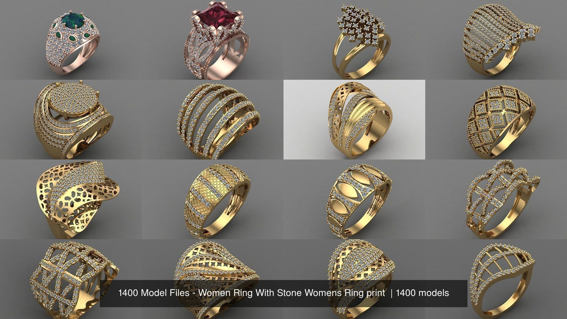 1400 Model Files - Women Ring Womens Rings Plain Models 3DM 3D Model Collection_113