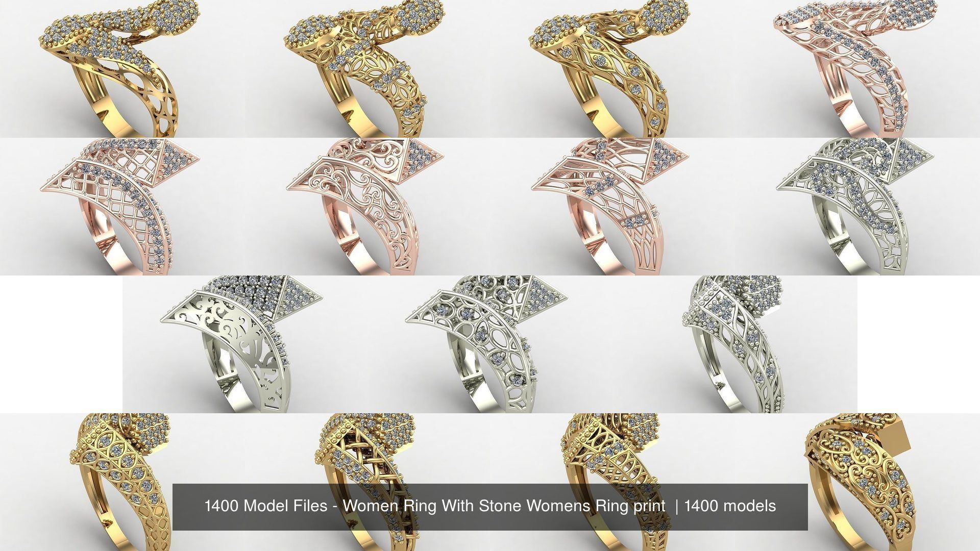 1400 Model Files - Women Ring Womens Rings Plain Models 3DM 3D Model Collection_91