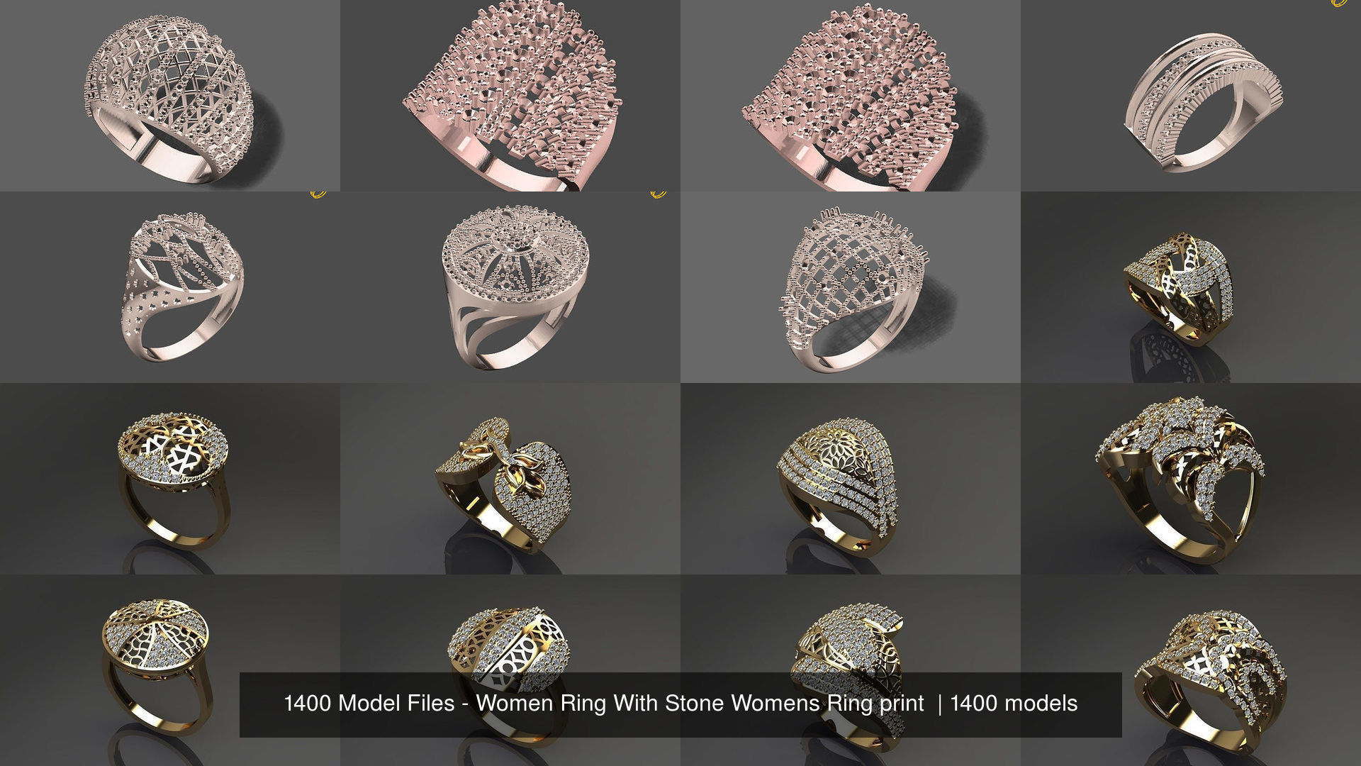 1400 Model Files - Women Ring Womens Rings Plain Models 3DM 3D Model Collection_30