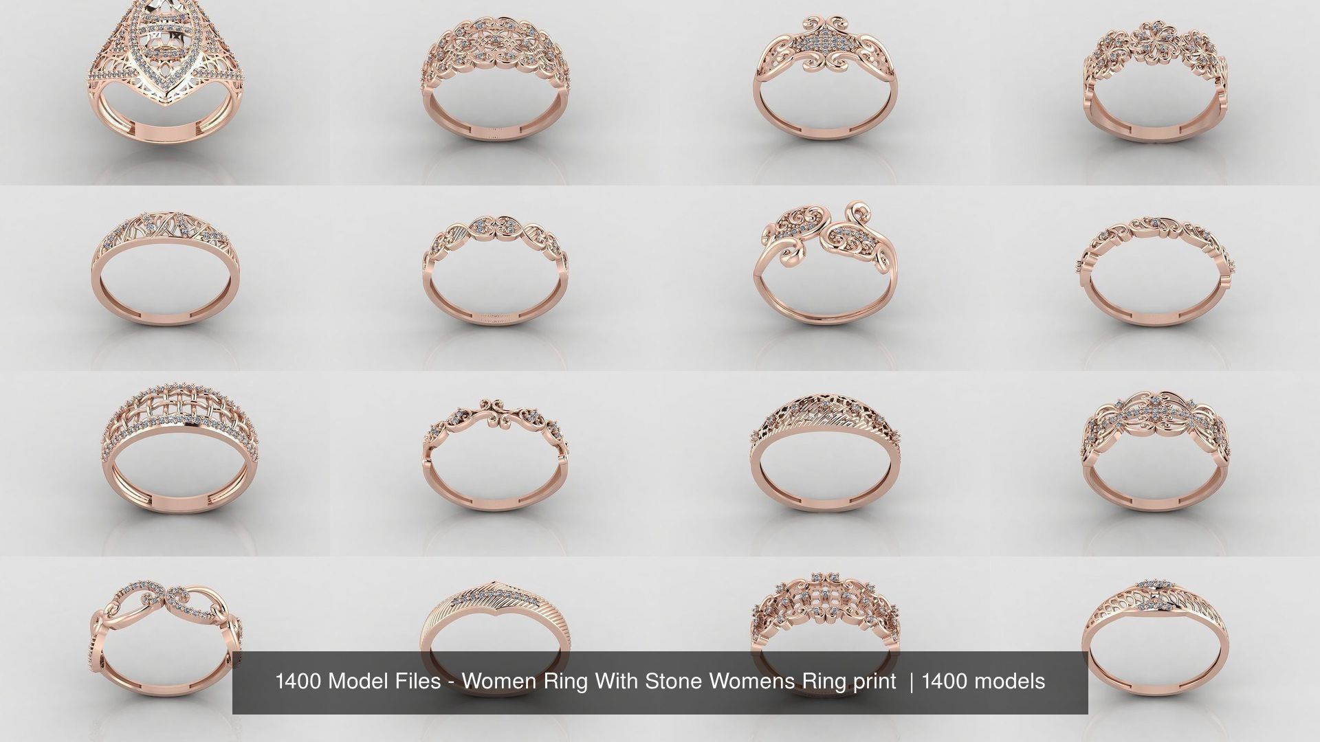 1400 Model Files - Women Ring Womens Rings Plain Models 3DM 3D Model Collection_7