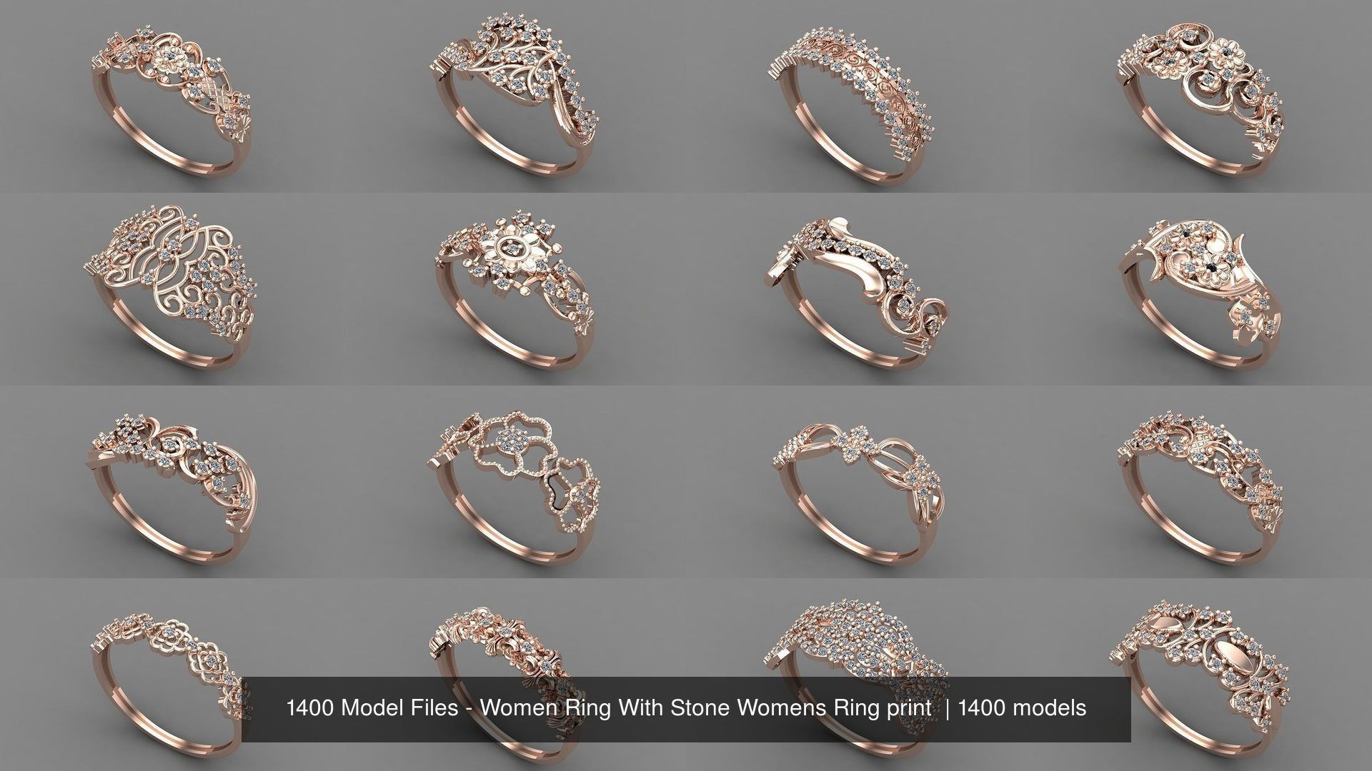 1400 Model Files - Women Ring Womens Rings Plain Models 3DM 3D Model Collection_72