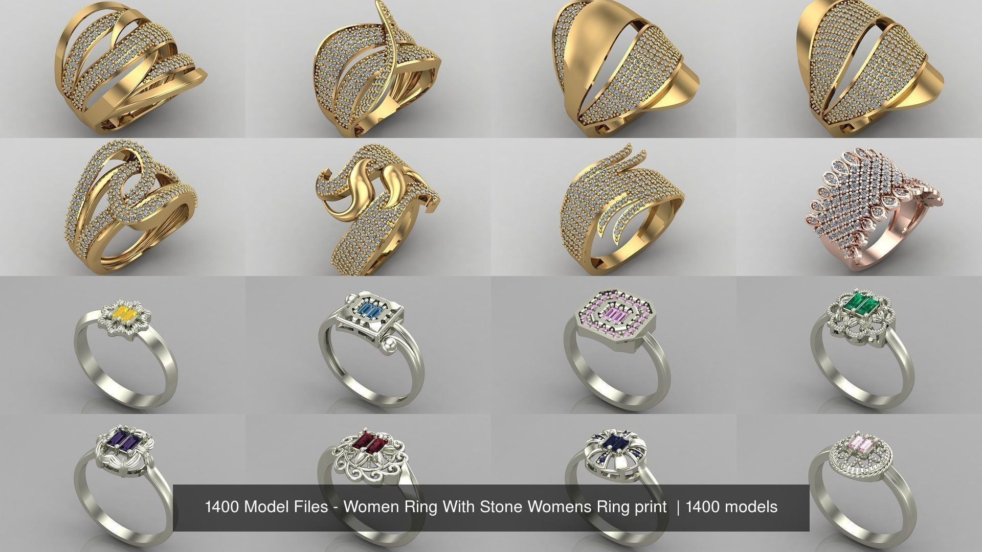 1400 Model Files - Women Ring Womens Rings Plain Models 3DM 3D Model Collection_120
