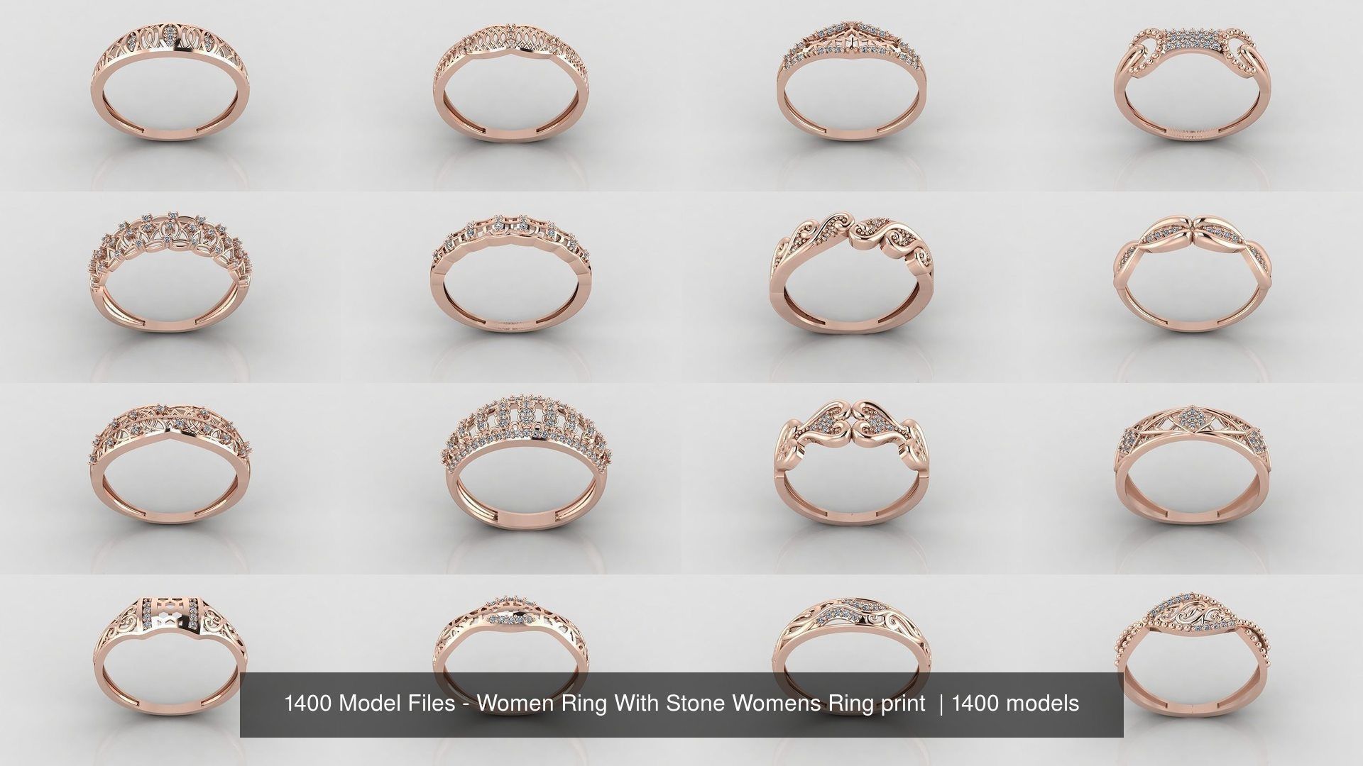 1400 Model Files - Women Ring Womens Rings Plain Models 3DM 3D Model Collection_16