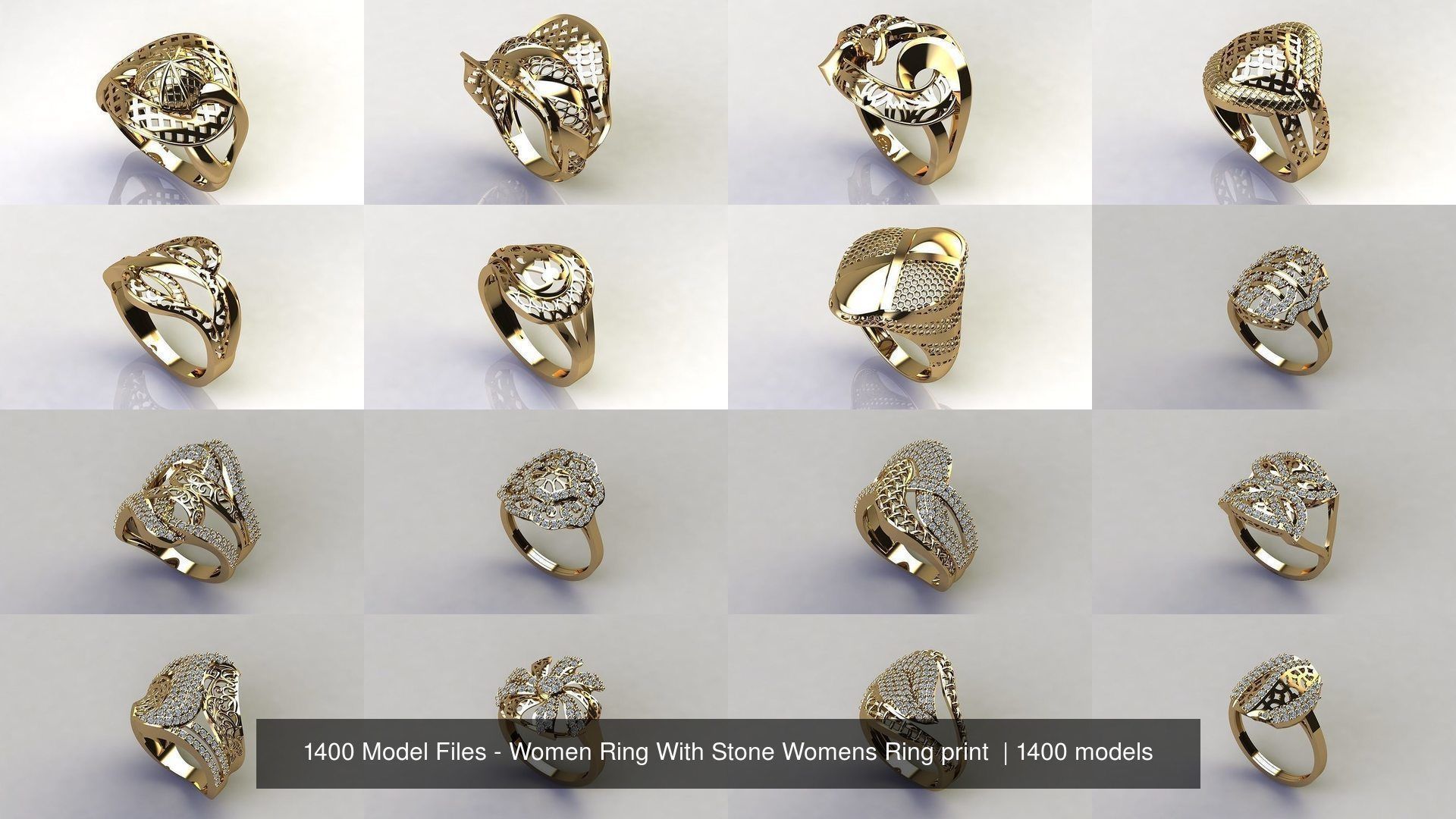 1400 Model Files - Women Ring Womens Rings Plain Models 3DM 3D Model Collection_67
