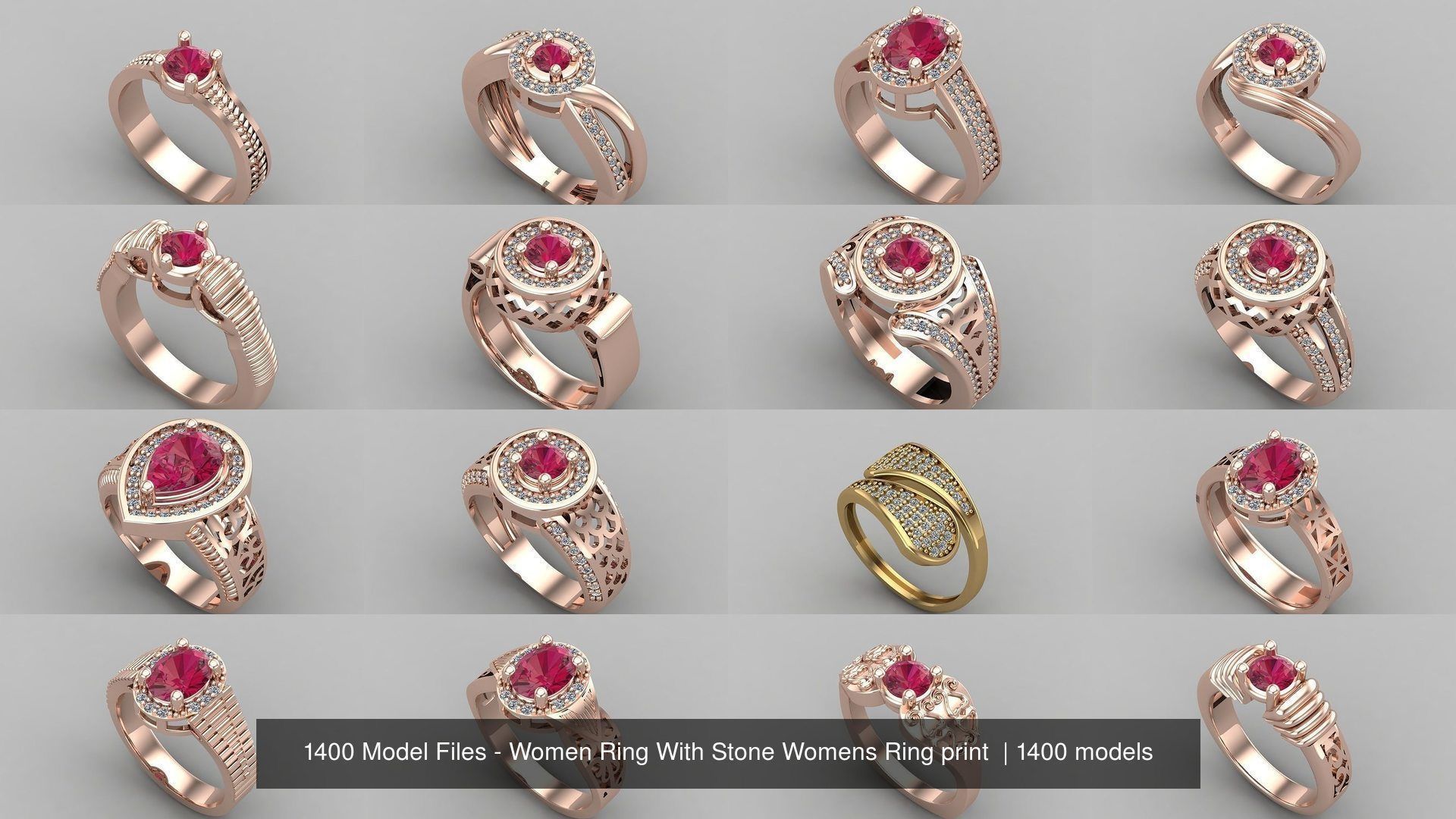 1400 Model Files - Women Ring Womens Rings Plain Models 3DM 3D Model Collection_206