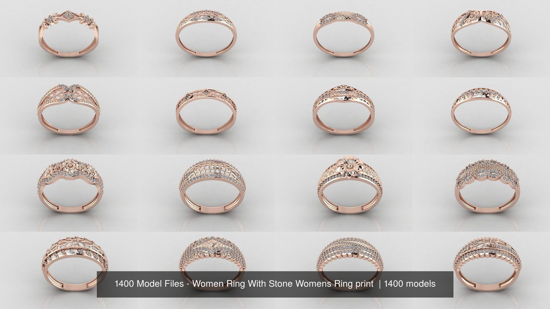 1400 Model Files - Women Ring Womens Rings Plain Models 3DM 3D Model Collection_20