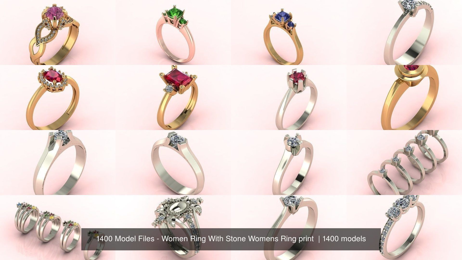 1400 Model Files - Women Ring Womens Rings Plain Models 3DM 3D Model Collection_33