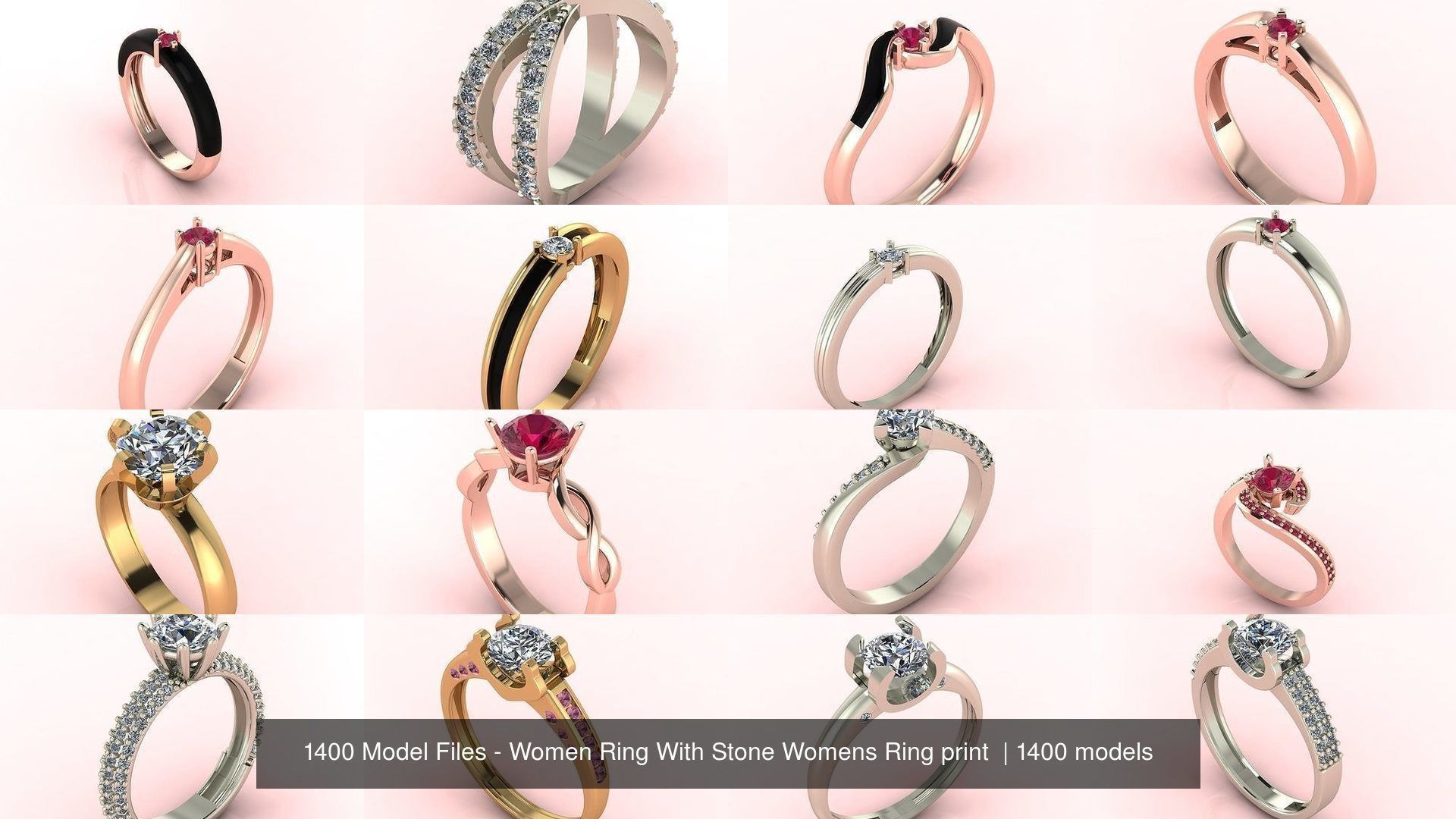 1400 Model Files - Women Ring Womens Rings Plain Models 3DM 3D Model Collection_15