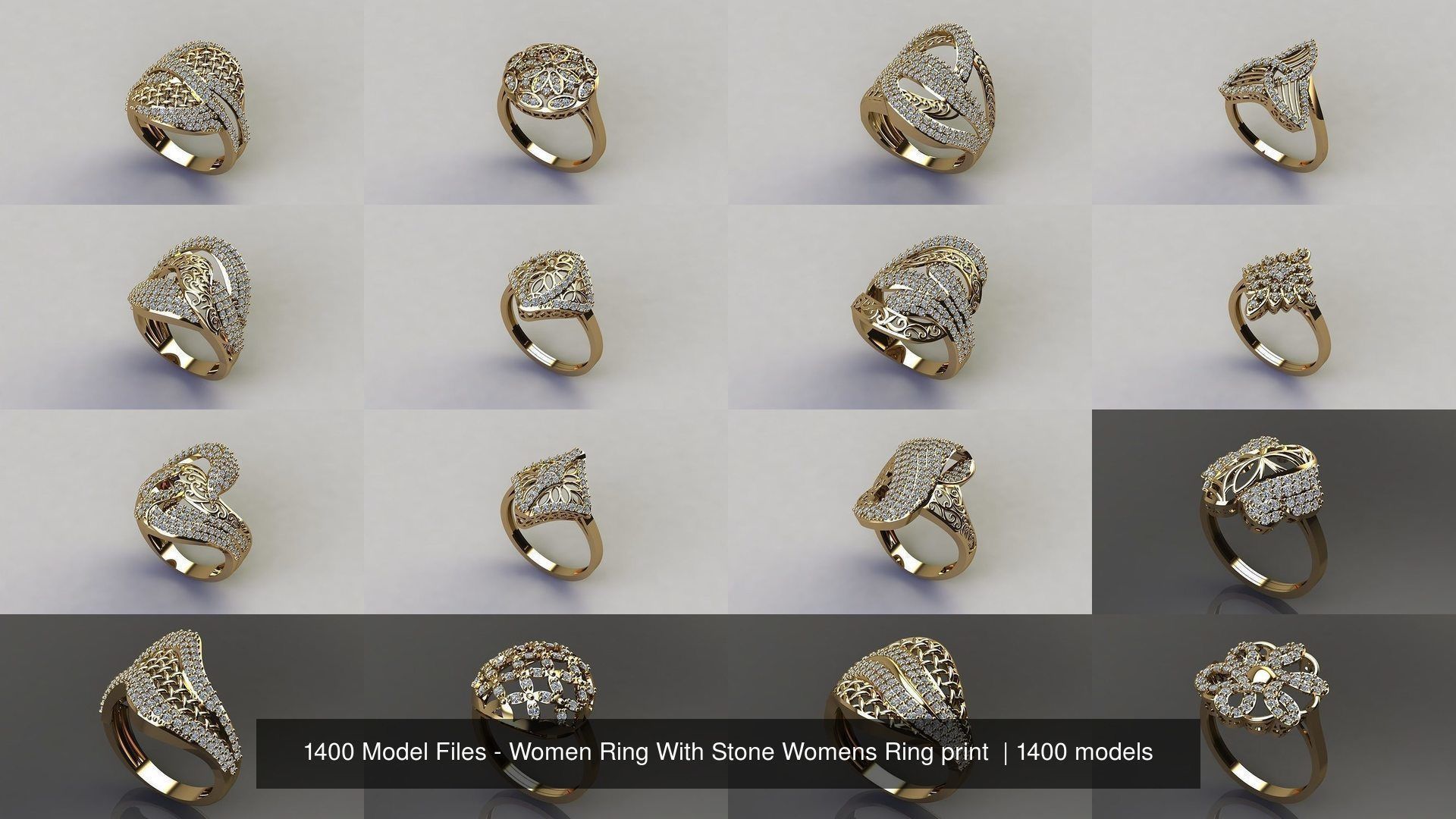 1400 Model Files - Women Ring Womens Rings Plain Models 3DM 3D Model Collection_83