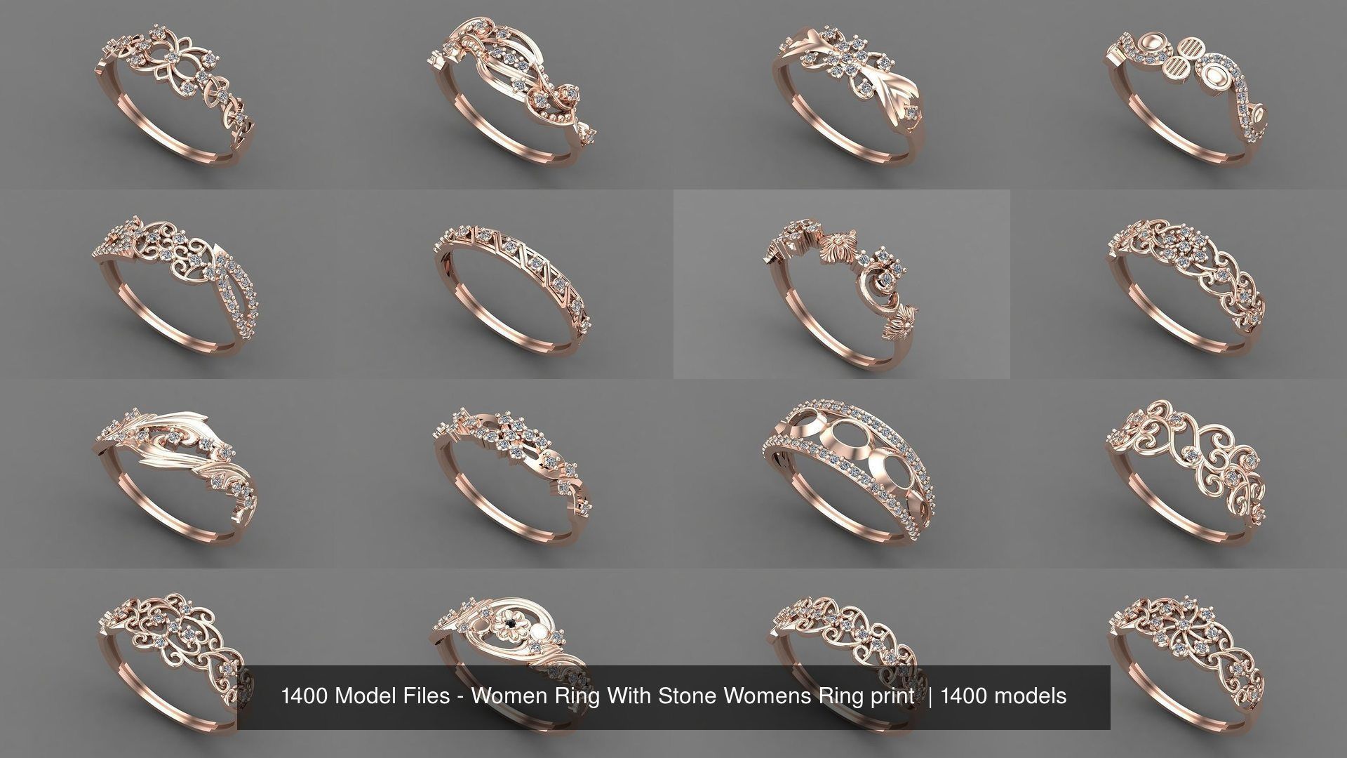 1400 Model Files - Women Ring Womens Rings Plain Models 3DM 3D Model Collection_121