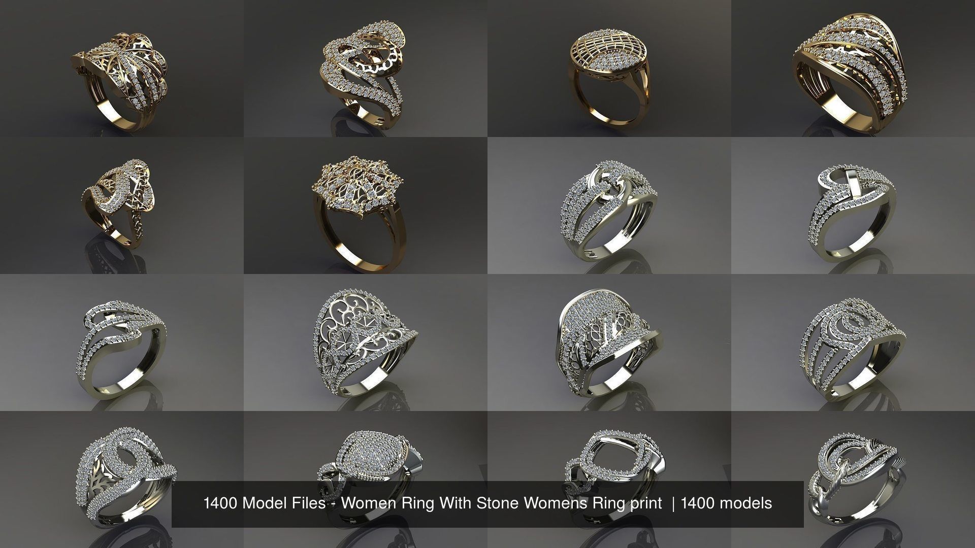 1400 Model Files - Women Ring Womens Rings Plain Models 3DM 3D Model Collection_36