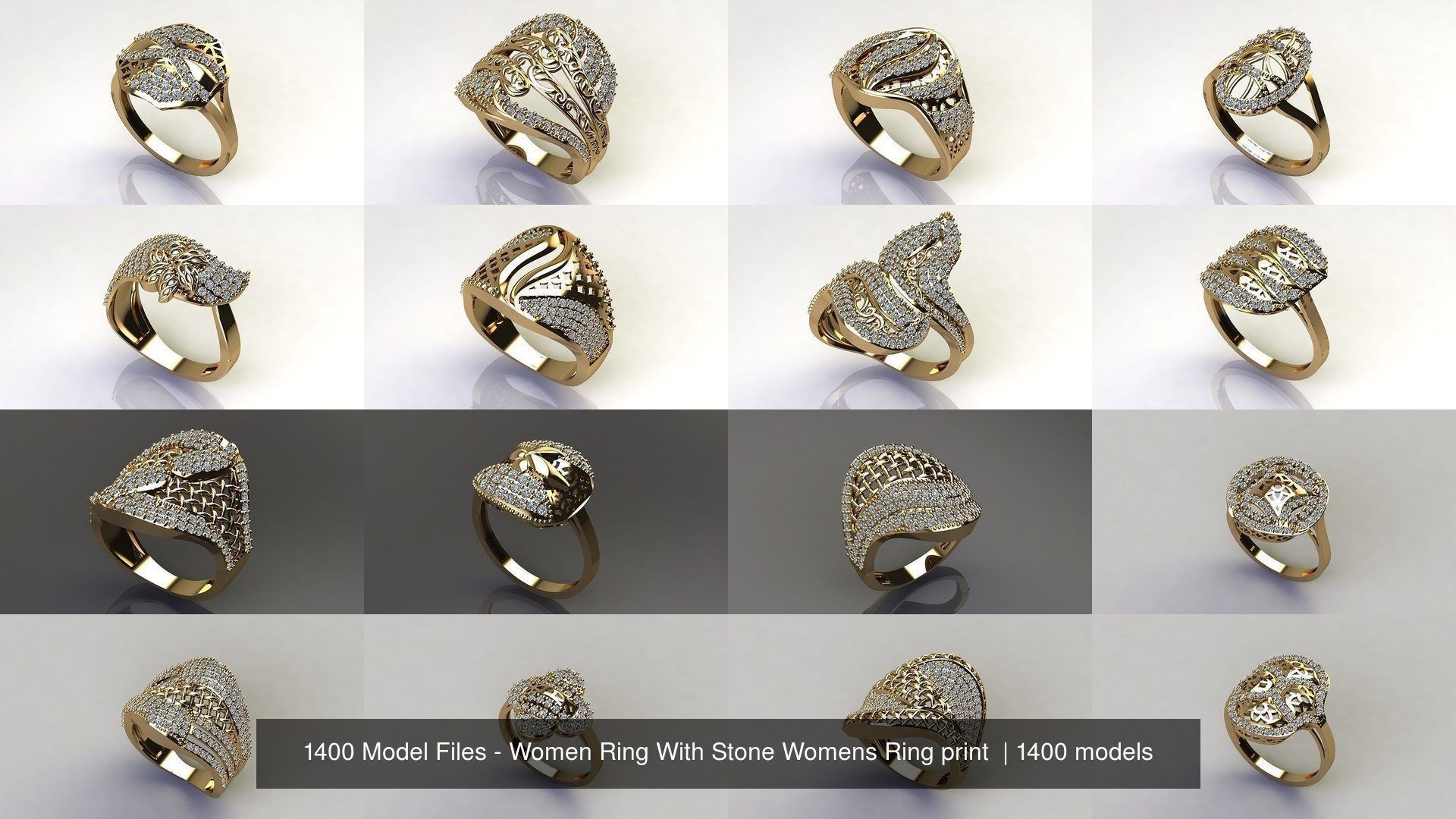 1400 Model Files - Women Ring Womens Rings Plain Models 3DM 3D Model Collection_48
