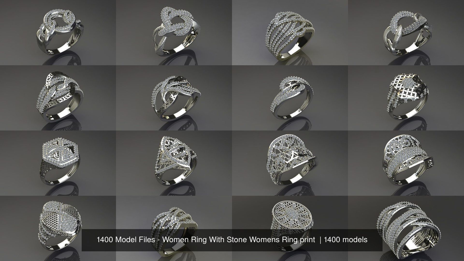 1400 Model Files - Women Ring Womens Rings Plain Models 3DM 3D Model Collection_59