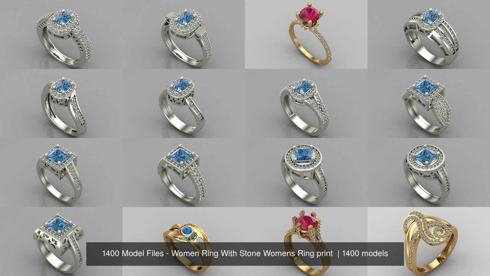 1400 Model Files - Women Ring Womens Rings Plain Models 3DM 3D Model Collection_104