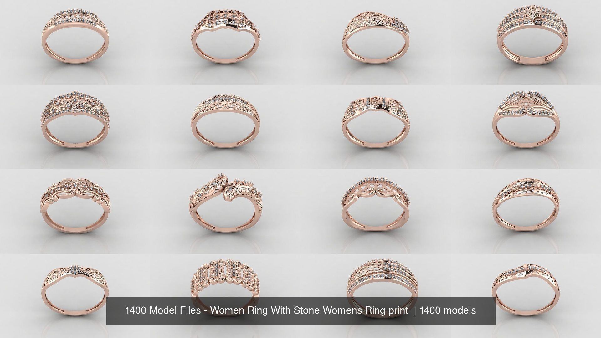 1400 Model Files - Women Ring Womens Rings Plain Models 3DM 3D Model Collection_14