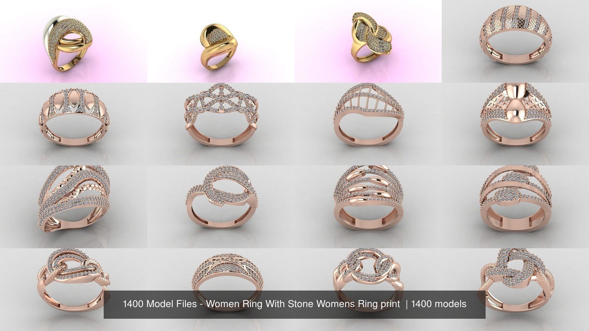 1400 Model Files - Women Ring Womens Rings Plain Models 3DM 3D Model Collection_10